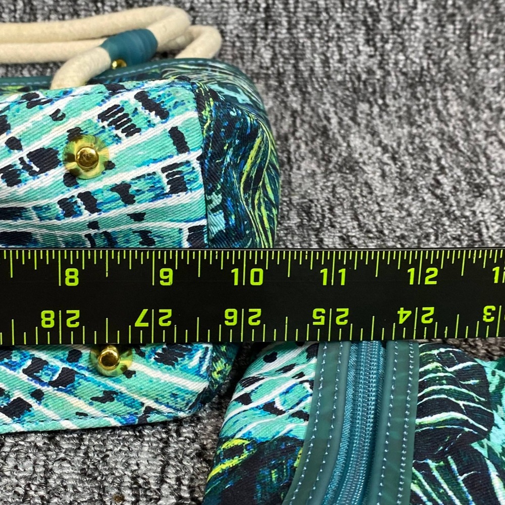 Palm Island Sea Turtle Seashell Tote Bag Pouch Set Teal Blue Beach Rope Handle - Picture 15 of 16